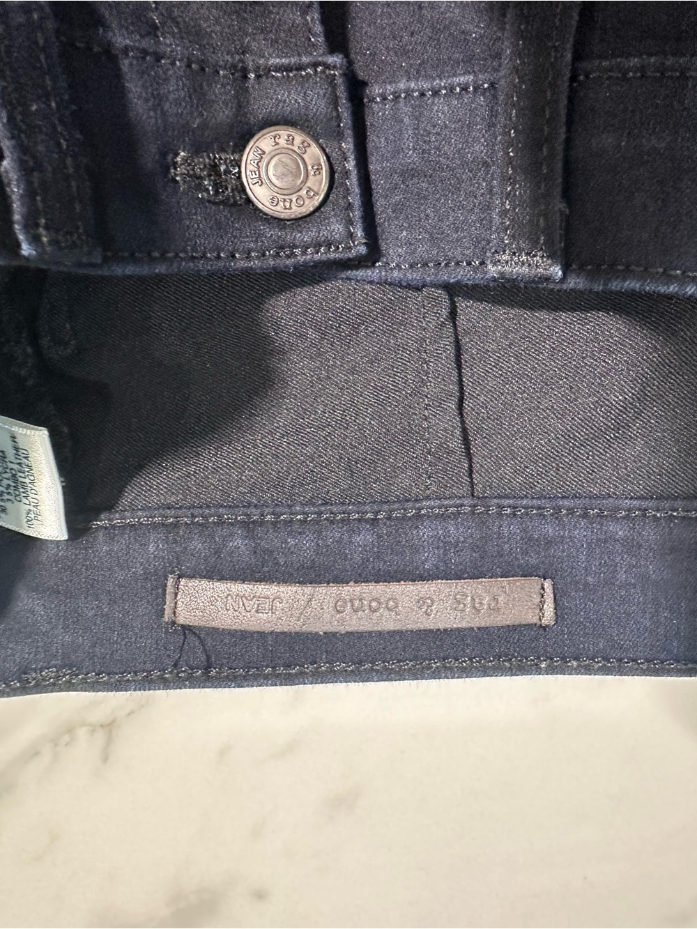 RAG & BONE Dark Midnight Blue Skinny Slim Jeans Womens Size 29 Leather Detail - Picture 5 of 11